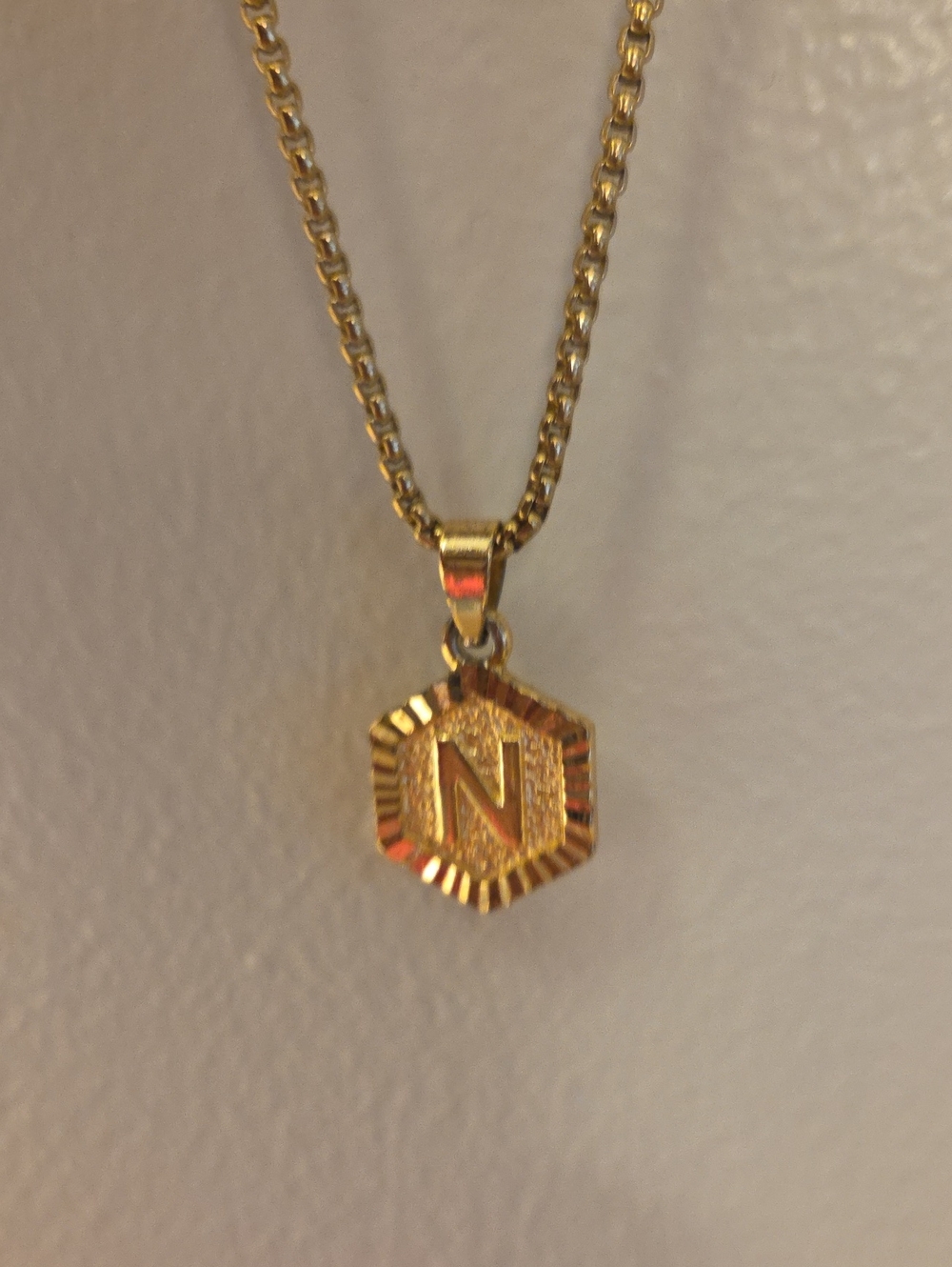 Tarnish Free Stainless Steel N Initial Necklace